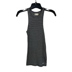 Hollister Striped Tank Top Y2K Ribbed Knit Gray White XS